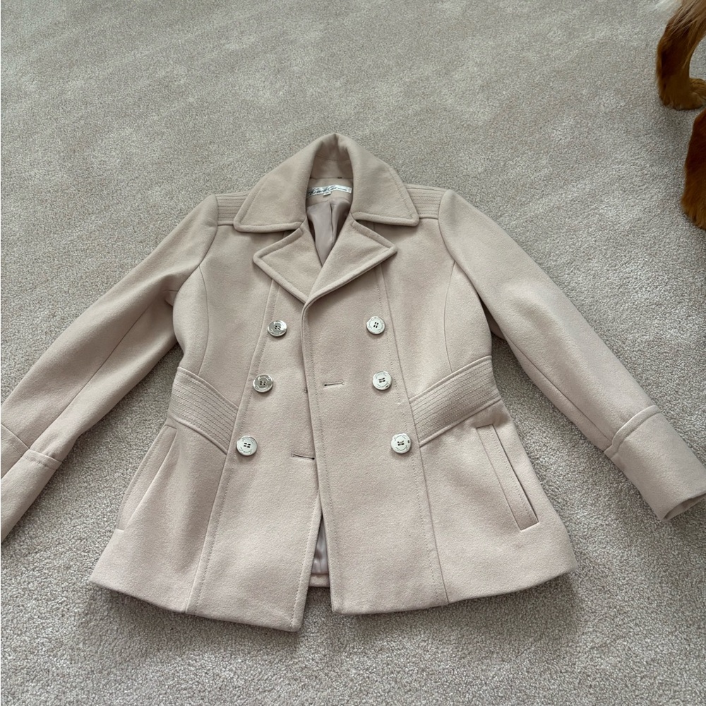 Zara Double-Breasted Light Beige Peacoat